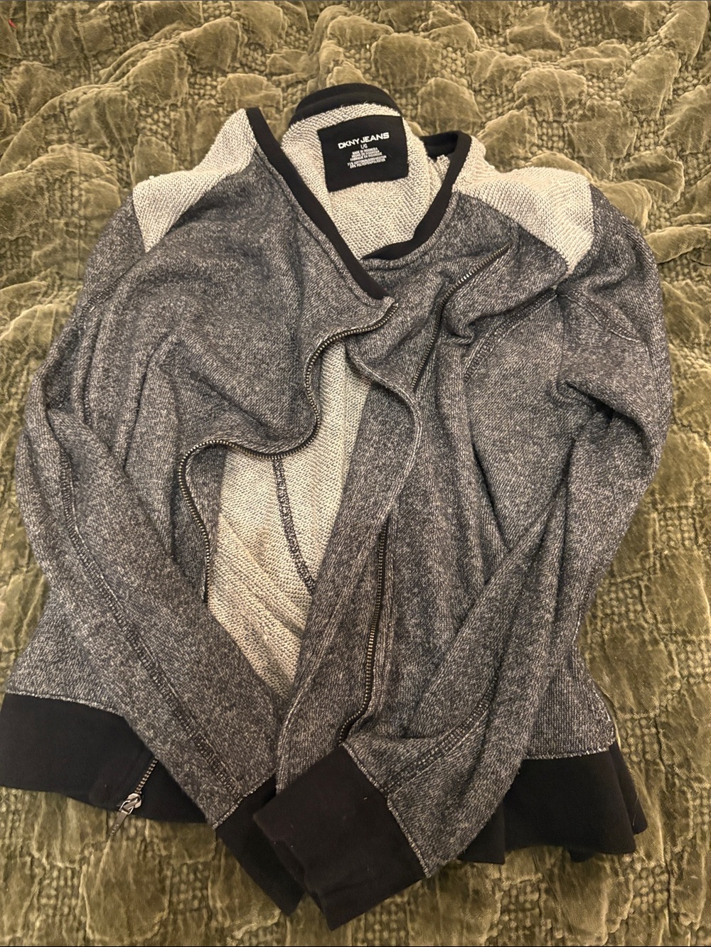 DKNY Heather Gray Zip-Front Women's Cardigan